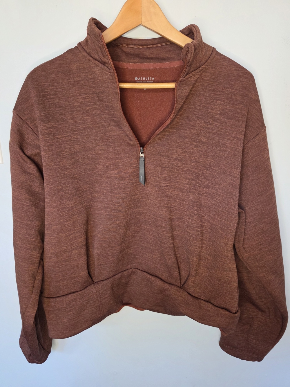 Athleta Half Zip Pullover Rust Brown Cropped Athleisure Zip Pocket Medium